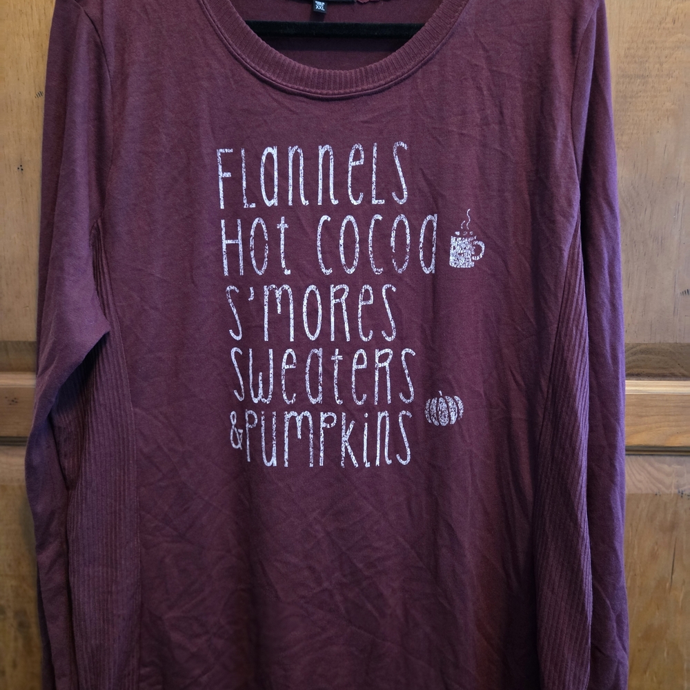 Maroon Graphic Long Sleeve Thin Sweater Shirt
